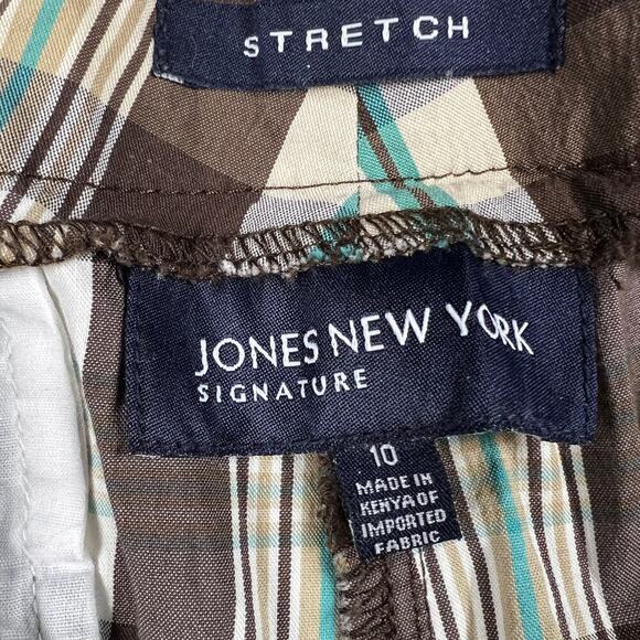 Jones New York Signature Brown Cream Plaid Bermuda Shorts Size 10 - Picture 5 of 8